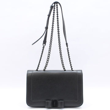Salvatore Ferragamo Black Leather Bow Chain Shoulder Bag 21G878 151809062
