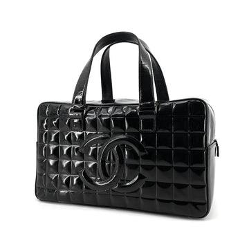 CHANEL Chocolate Bar Patent Boston Bag Tote 151812788