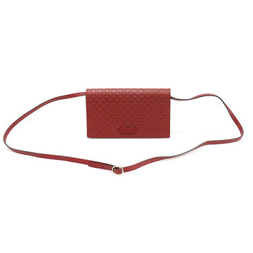 GUCCI レッド GGロゴ マイクロシマ レザー クラッチ クロスバッグ 466507 151814225