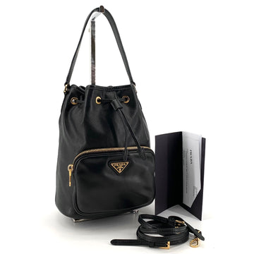 Prada Triangle Logo Leather Bucket Bag 1BH038 151915547