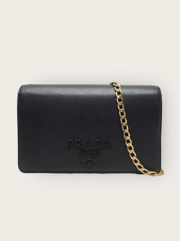 Prada Black Saffiano Monochrome Chain Crossbody Bag 151946527