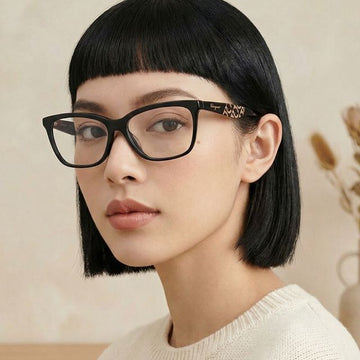 Salvatore Ferragamo Eyeglass Frame SF2904 001 Fashion Black Horn Rim Logo Pattern Unisex 115908150