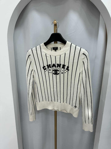 CHANEL ストライププルオーバーニット 38サイズ 152089602