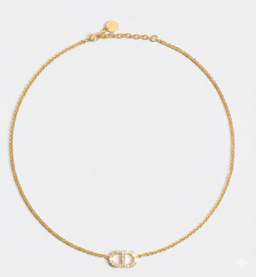 DIOR Petit CD ネックレス ゴールド フィニッシュ メタル & シルバー トーン クリスタル N2241WOMCY_D03S 133716543