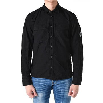 CP COMPANY Diagonale Linsen-Taschenhemd Schwarz 12CMSH088A 005783G 999 146330141