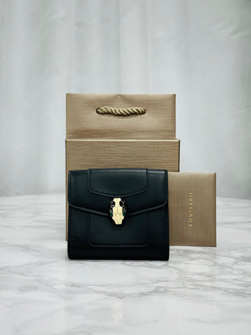 Bulgari Serpenti Forever Compact Wallet Black Green 152112312