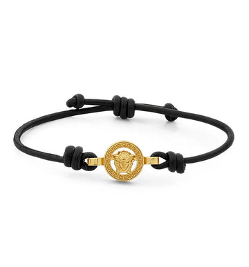 Versace Leather Bracelet Black Gold 1019668 1A00637 1B00V 152113184