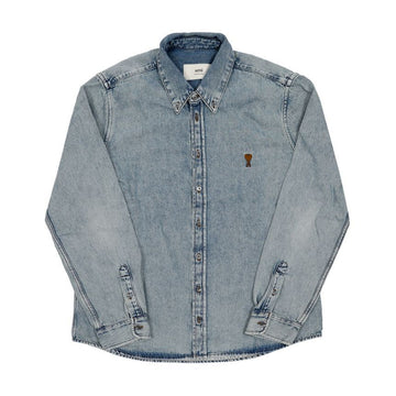 AMI Small Heart Logo Denim Shirt 148808738