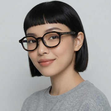 Tom Ford Blue Light Blocking Glasses Frame TF6007DB 056 Luxury Matte Tortoise Horn Round Asian Fit 128932687