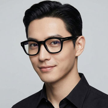 Tom Ford TF5542B 001 Blue Light Blocking Square Black Thick Acetate Eyewear 147659607