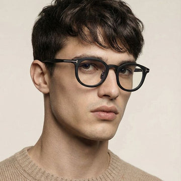 TOM FORD Bluelight blockierende Brille TF6009DB 002 Matt Schwarz Hornbrille Rund 120813697