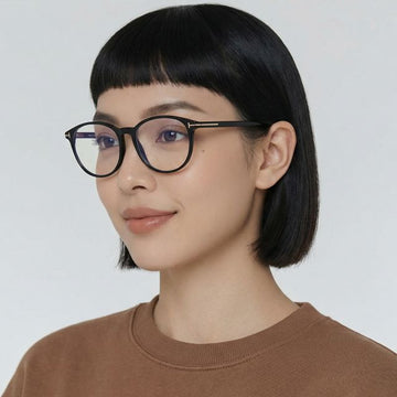 TOM FORD ブルーライトカット眼鏡フレーム TF5810B 001 高級アセテート ラウンド ブラック 86681473