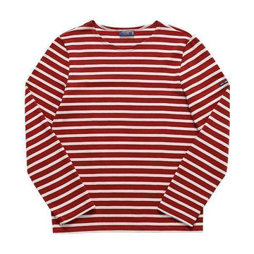 SAINT JAMES メルディアン モダン ストライプ ユニセックス ロングスリーブ Tシャツ 6870 PERSAN ECRU 144734718 [P]