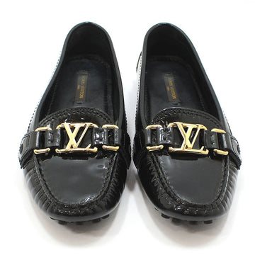LOUIS VUITTON Schwarze Lackleder Gold LV Logo Driving Loafer 35 152173224