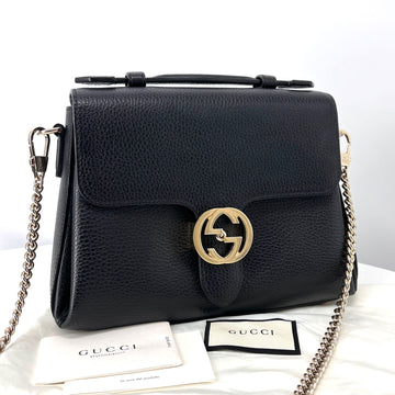 GUCCI Interlocking Top Handle Chain Kleine Schultertasche Schwarz (510302) 152191978