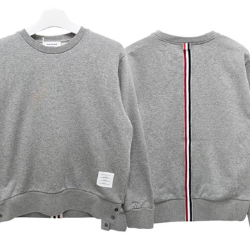 THOM BROWNE Loopback-Center-Back Sweatshirt mit drei Streifen in Hellgrau 123479490