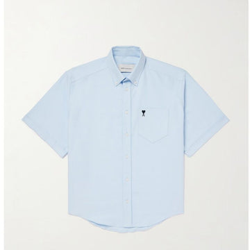 AMI Small Logo Oxford Short Sleeve Shirt HSH823 CO0031 450 152200373
