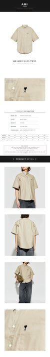 AMI Small Logo Oxford Short Sleeve Shirt 152200377 [P]