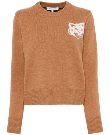 MAISON KITSUNE Fox Kopf Intarsia Merino Pullover 152200954