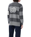 THOM BROWNE ローズアイコンラグビーストライプ4バープルオーバー 152201040 [P]