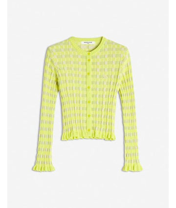 MAISON KITSUNE ベビーフォックスパッチチェックリブカーディガン 152201176