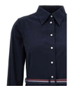 THOM BROWNE Gestreifte Baumwollflanell Midi Plissee Hose 152201179 [P]