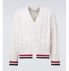 Thom Browne Baby Cable RWB Stripe V-Neck Wool Sweater MKC622B Y1005 100 152201384 [P]