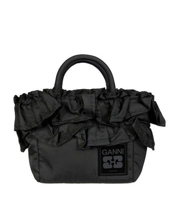 Ganni Black Mini Ruffle Detail Shopper Bag A7187 099 152204288