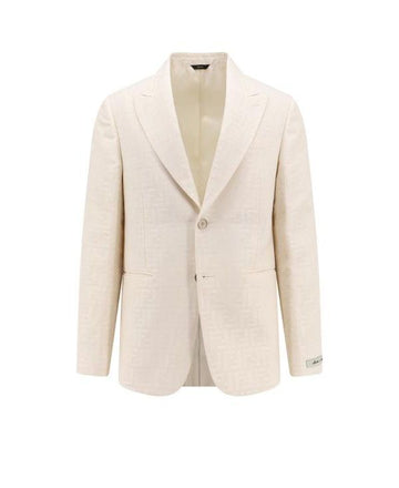 FENDI Weiße FF Baumwolle Leinen Blazer Leinenjacke 152204500