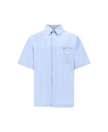 FENDI Blaue Baumwollhemd kurzärmlig FS1286 ARX8 F0GCT 152204522