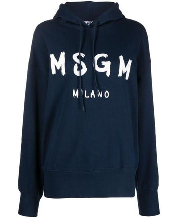 MSGM ブレッシュドロゴフードティーシャツ 152204686