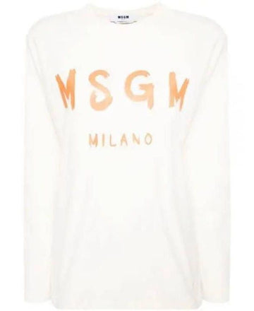 MSGM Gebürstetes Logo Langarm-T-Shirt 3641MDM511 247002 02 152204784