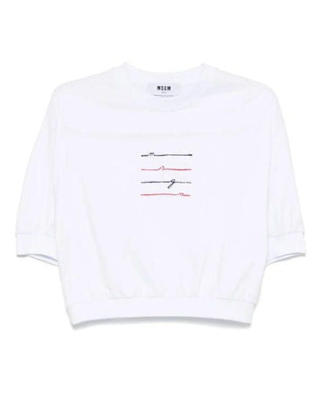 MSGM Embroidered Logo Half Sweatshirt 152204958