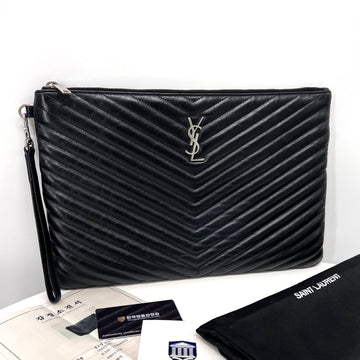 Saint Laurent Matelassé Clutch Bag Large Black 440222 152208881