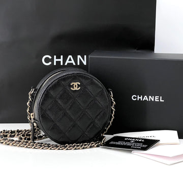 CHANEL Caviar Tambourine Chain Crossbody Bag schwarz (AP0245) 152208914