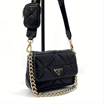 Prada Padded Quilted Chain Shoulder Bag Crossbody Black (1BD292) 152209608