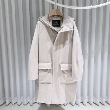 LORO PIANA Langer Parka-Jacke aus Kaschmir in Cremefarben 152209918