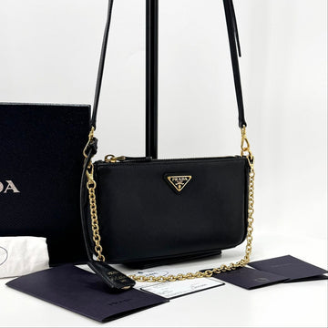 Prada Saffiano Chain Mini Shoulder Bag Crossbody Black (1BH171) 152209025