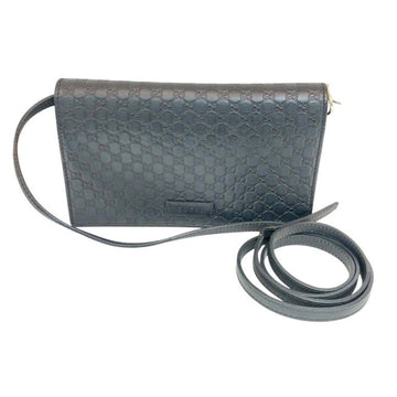 GUCCI GGマイクロシマレザー財布クラッチミニクロスバッグブラック466507 152228599