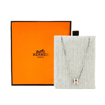 HERMES Mini-Halskette mit H-Anhänger aus Silber und Rosé Dragee 26SS 150459880