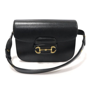 GUCCI Schwarze strukturiertes Leder Pferdebit 1955 kleine Schultertasche 152229681