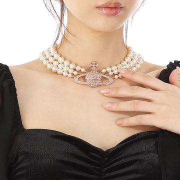 VIVIENNE WESTWOOD 25FW スリー ロウ パール バス リリーフ チョーカー ネックレス 63030007 02G128 CN 152229715