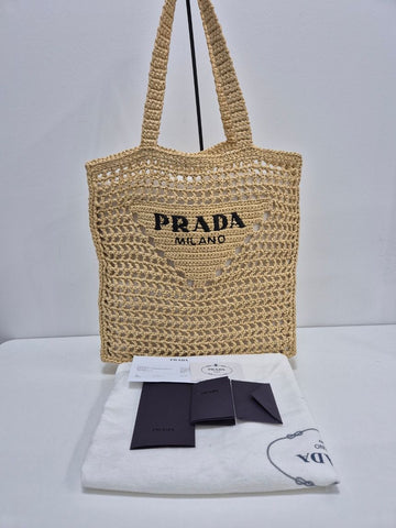 PRADA 1BG393 Beige Rattan Schultertasche 152233107
