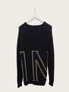 Numeroventuno Black Lettering Logo Embroidered Round Knit 152237852 [P]