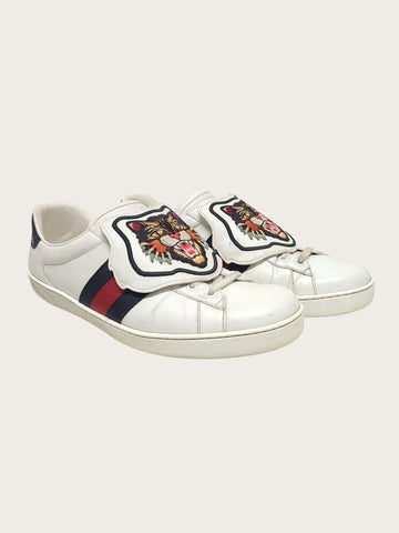 GUCCI Weiße Angry Cat Patch Ace Sneakers 152242162