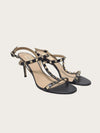 Valentino Black Rockstud Metallic Heeled Sandals 152242183 [P]
