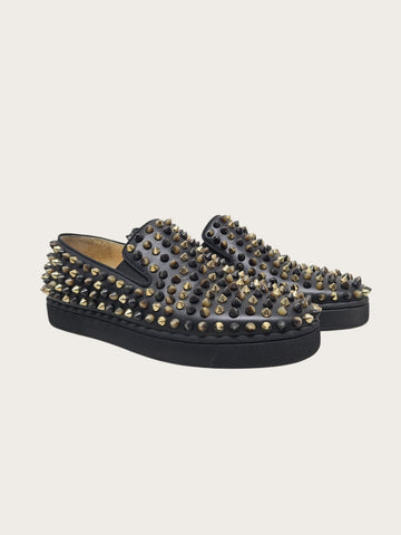 CHRISTIAN LOUBOUTIN Schwarze Multi-Studio Rollerboat Slip-ons 152242209