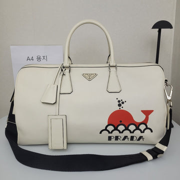 PRADA 2VC372 Weiße Saffiano Whale Big Reisetasche Kollektion 152306059