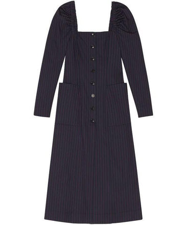 Ganni Stretch Stripe Fitted Midi Dress F7894 683 152203973