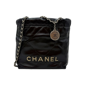 CHANEL Glänzende Mini-Hobo-Tasche aus Kalbsleder Schwarz AS3980 152324304